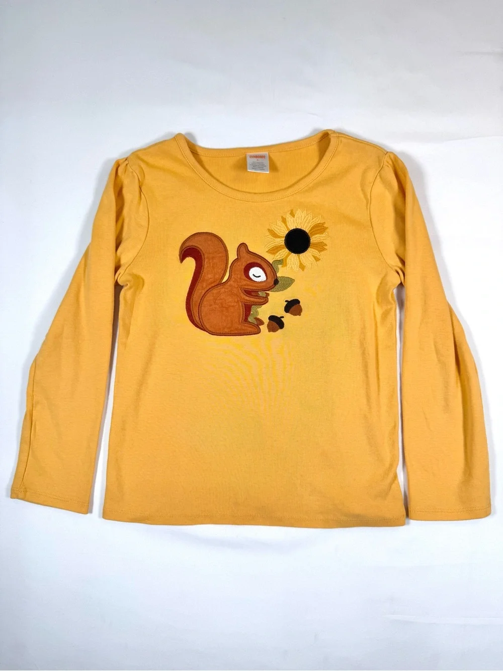 GYMBOREE Girl Squirrel Sunflower Applique Top 8 Woodland Cottagecore Forestcore